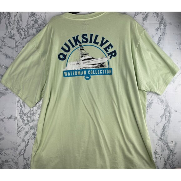 Quiksilver Waterman Collection Mens XXL T-Shirt Light Green 100% Cotton - Picture 2 of 10